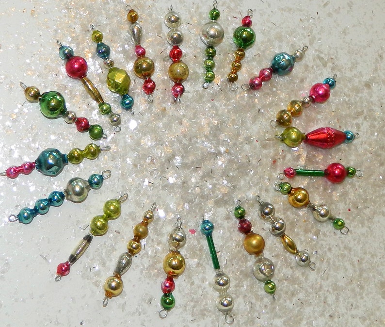 20 MINI Mercury Glass Bead Icicle Feather Tree Christmas Ornaments 2