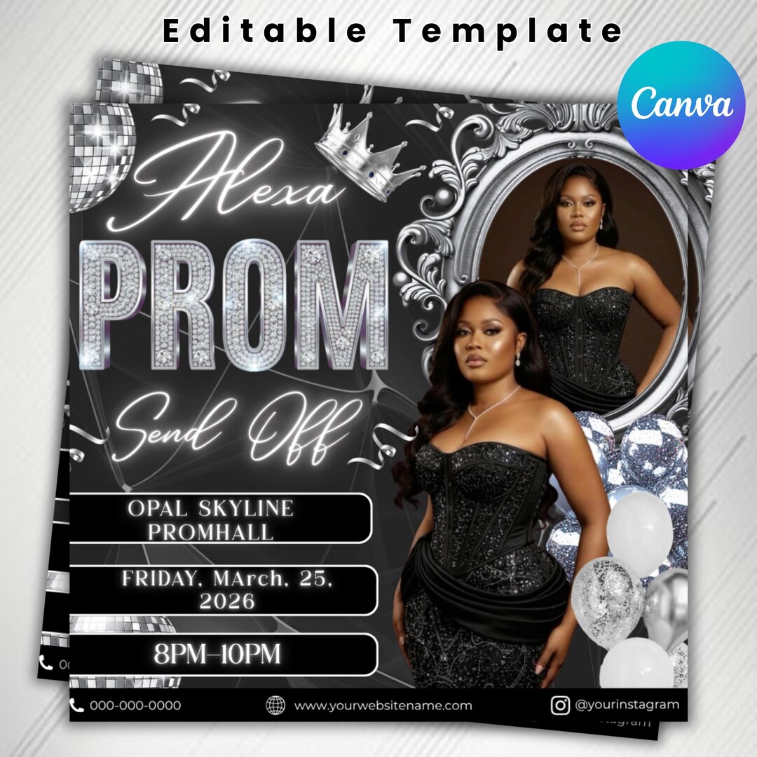 Instant Prom Design Prom Send off Flyer, DIY Prom Flyer, Prom Canva Template, Prom Send Off ...