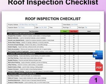 Checklist dakinspectie, inspectieformulier dakbedekking commercieel, afdrukbaar dakinspectieformulier, checklist huisinspectie