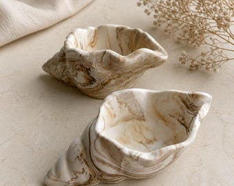 Handgemaakte jesmonietschaal trinket | Coastal ringhouder, gemarmerd dienblad