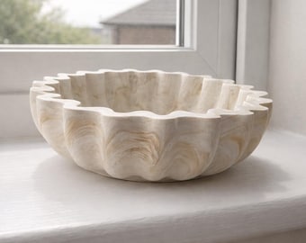 Bol en jesmonite artisanal marbré - Vide-poches à bords ondulés - Nordic Home Gifts