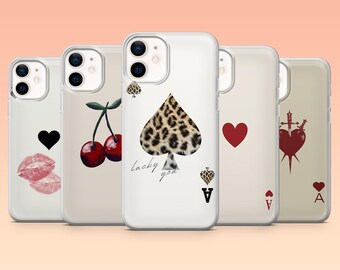 Ace Card Phone Case Lucky Card Cover for iPhone 17Pro, 16, 15, 14, 13, 12, Samsung S25, S24, S23Fe, S22, A16, A26, A56, Pixel 10, 9Pro