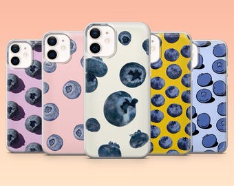 Blueberry Phone Case Summer Fruit Pattern Cover for iPhone 17Pro, 16, 15, 14, 13, 12, Samsung S26, S25, S24, S23Fe, A16, A56, Pixel 10, 9Pro