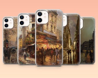 Vintage City Phone Case Vintage Art Painting Cover for iPhone 17Pro, 16, 15, 14, 13, Samsung S25, S24, S23Fe, S22, A16, A26, Pixel 10, 9Pro