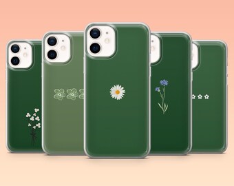 Minimalistic Floral Phone Case Daisy Botanical Cover for iPhone 17Pro, 16, 15, 14, 13, 12, Samsung S26, S25, S24, S23Fe, A16, Pixel 10, 9Pro