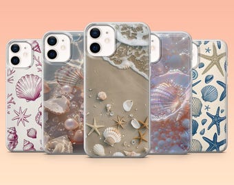 Seashell Phone Case Ocean Coastal Cover for iPhone 17Pro, 16, 15, 14, 13, 12, Samsung S25, S24, S23Fe, S22, A16, A26, A56, Pixel 10, 9Pro