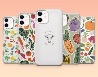 Vegan Phone Case Vegetables Eco Friendly Cover for iPhone 17Pro, 16, 15, 14, 13, 12, Samsung S25, S24, S23Fe, S22, A16, A26, Pixel 10, 9Pro