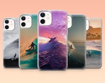 Surfing Phone Case Beach Wave Cover for iPhone 17Pro, 16, 15, 14, 13, 12, Samsung S25, S24, S23Fe, S22, A16, A26, A56, Pixel 10, 9Pro