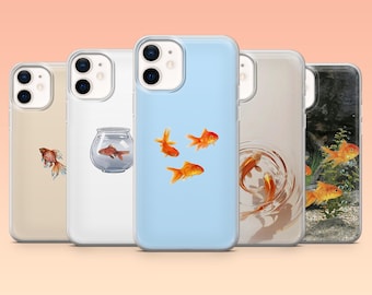 Goldfish Phone Case Aquatic Kawaii Cover for iPhone 17Pro, 16, 15, 14, 13, 12, Samsung S25, S24, S23Fe, S22, A16, A26, A56, Pixel 10, 9Pro