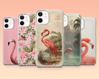 Flamingo Phone Case Tropical Pink Flamingo Cover for iPhone 17Pro, 16, 15, 14, 13, Samsung S25, S24, S23Fe, S22, A16, A26, Pixel 10, 9Pro