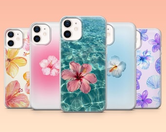 Hibiscus Phone Case Floral Tropical Cover for iPhone 17Pro, 16, 15, 14, 13, 12, Samsung S25, S24, S23Fe, S22, A16, A26, A56, Pixel 10, 9Pro