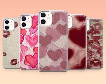 Love Handyhülle Herzkuss Cover für iPhone 17Pro, 16, 15, 14, 13, 12, Samsung S25, S24, S23Fe, S22, A16, A26, A56, Pixel 10, 9Pro