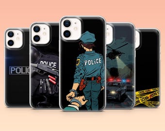 Police Phone Case Law Enforcement Blue Cover for iPhone 17Pro, 16, 15, 14, 13, 12, Samsung S25, S24, S23Fe, S22, A16, A26, Pixel 10, 9Pro