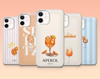 Aperol Spritz Phone Case Summer Cocktail Cover for iPhone 17Pro, 16, 15, 14, 13, 12, Samsung S25, S24, S23Fe, S22, A16, A26, Pixel 10, 9Pro