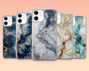 Marble Phone Case Luxury Elegant Cover for iPhone 17Pro, 16, 15, 14, 13, 12, Samsung S25, S24, S23Fe, S22, A16, A26, A56, Pixel 10, 9Pro