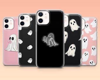 Geist Handyhülle Spooky Kawaii Cover für iPhone 17Pro, 16, 15, 14, 13, 12, Samsung S25, S24, S23Fe, S22, A16, A26, A56, Pixel 10, 9Pro