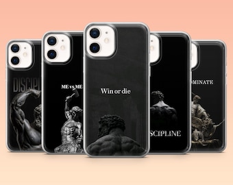 Greek God Phone Case Inspirational Quote Cover for iPhone 17Pro, 16, 15, 14, 13, 12, Samsung S25, S24, S23Fe, S22, A16, A26, Pixel 10, 9Pro