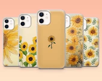 Sunflower Phone Case Floral Summer Cover for iPhone 17Pro, 16, 15, 14, 13, 12, Samsung S25, S24, S23Fe, S22, A16, A26, A56, Pixel 10, 9Pro