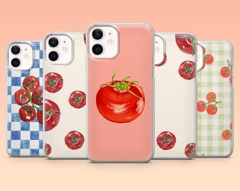 Tomato Phone Case Italian Gingham Cover for iPhone 17Pro, 16, 15, 14, 13, 12, 11, Samsung S26, S25, S24, S23Fe, A16, A56, Pixel 10, 9Pro