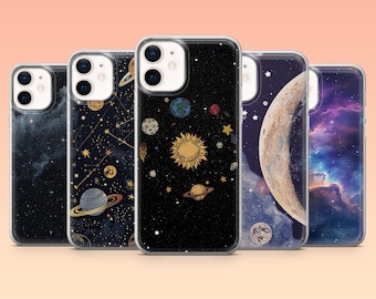 Space Phone Case Planets Cosmos Cover for iPhone 17Pro, 16, 15, 14, 13, 12, Samsung S25, S24, S23Fe, S22, A16, A26, A56, Pixel 10, 9Pro
