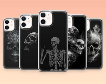 Funda de calavera con diseño de esqueleto gótico para iPhone 17Pro, 16, 15, 14, 13, 12, Samsung S25, S24, S23Fe, S22, A16, A26, A56, Pixel 10, 9Pro