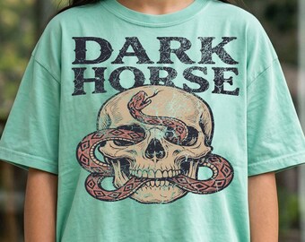 Dark Horse PNG, Western Skull and Snake Sublimation Design, Vintage Edgy Retro Country Clipart, Dark Aesthetic Digital Download Graphic
