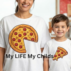 Diseño PNG de pizza familiar a juego para mamá y papá (descarga digital).