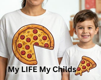 Matching Family Pizza PNG, Mommy and Me Shirts Design, Father Son Matching Outfits, Daddy and Me Pizza Slice Digital Download