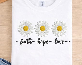 Positive Quote Daisy Embroidered PNG, Crochet Flower PNG, Whimsical Embroidery Style, Trendy T-Shirt Sublimation, Digital Download
