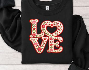 Valentine Love Whimsical Embroidered PNG | Trendy Valentine PNG | Valentine's Day Sublimation Png | Retro Valentine Png | digital download