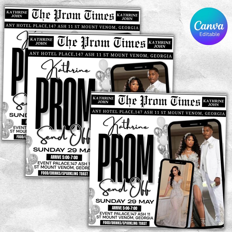 Prom Stack Newspaper Prom Send off Flyer, DIY Prom Flyer, Prom Canva Template ...