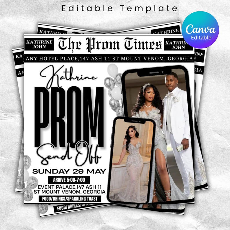 Prom Stack Newspaper Prom Send off Flyer, DIY Prom Flyer, Prom Canva Template ...