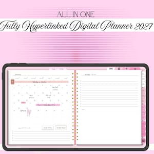 Planificador Digital 2027 con Hipervínculos | GoodNotes Notability | Semanal Mensual Diario | Presupuesto y Bienestar incluidos (PDF)