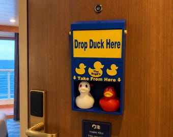 Caja de intercambio de patitos de crucero / Soporte magnético para puerta de crucero con forma de patito / Letrero "Deja el patito aquí" / Decoración para la puerta del camarote de crucero / Regalo para amantes de los patitos