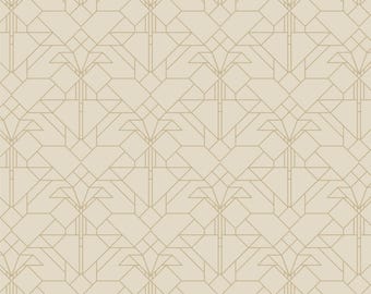 108" wide  - Earth, Coonley Tulip by Frank Lloyd Wright - Organic Cotton  (1/2 yrd increments)  - 227768-X