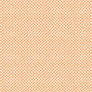 May include: A repeating pattern of small, hand-drawn style squares in alternating orange and white colors. The grid layout features slightly irregular, organic edges for each individual square, creating a consistent checkerboard texture across the surface.