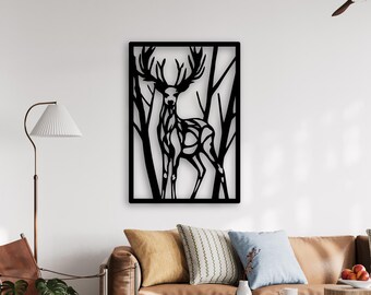 Large Deer Silhouette Metal Wall Art for Feature Walls