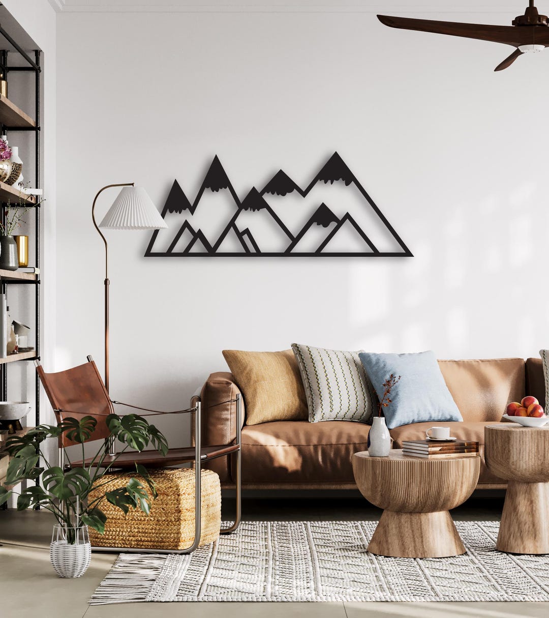 Minimalist Mountain Metal Wall Art for Modern Living Room Interior Wall ...