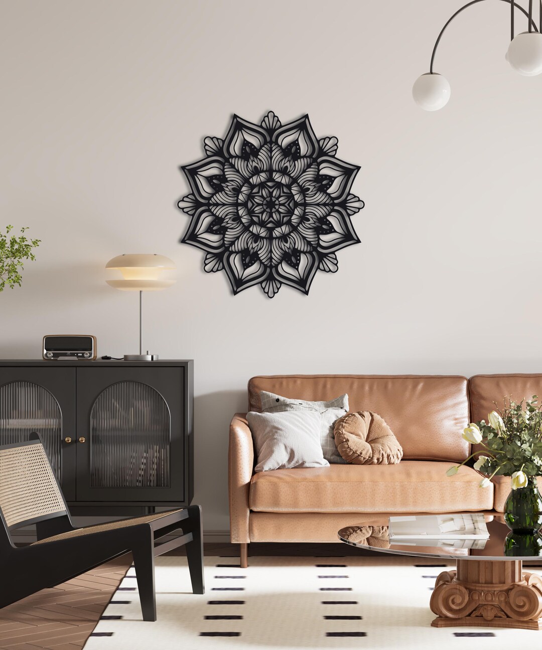 Large Symmetrical Mandala Metal Wall Art With Sacred Geometry Design ...