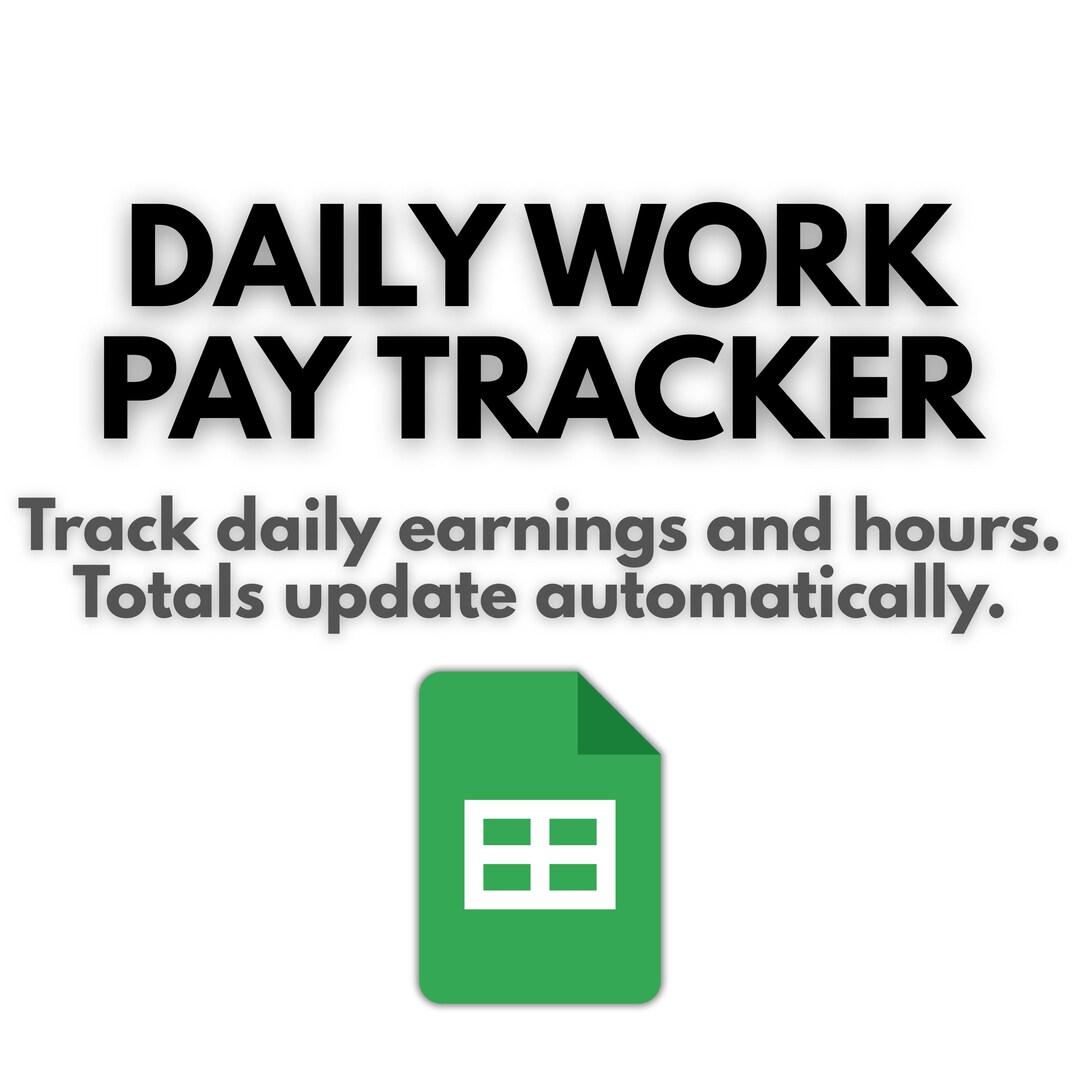 Workday Money Tracker Simple Work Income and Hourly Pay Spreadsheet ...