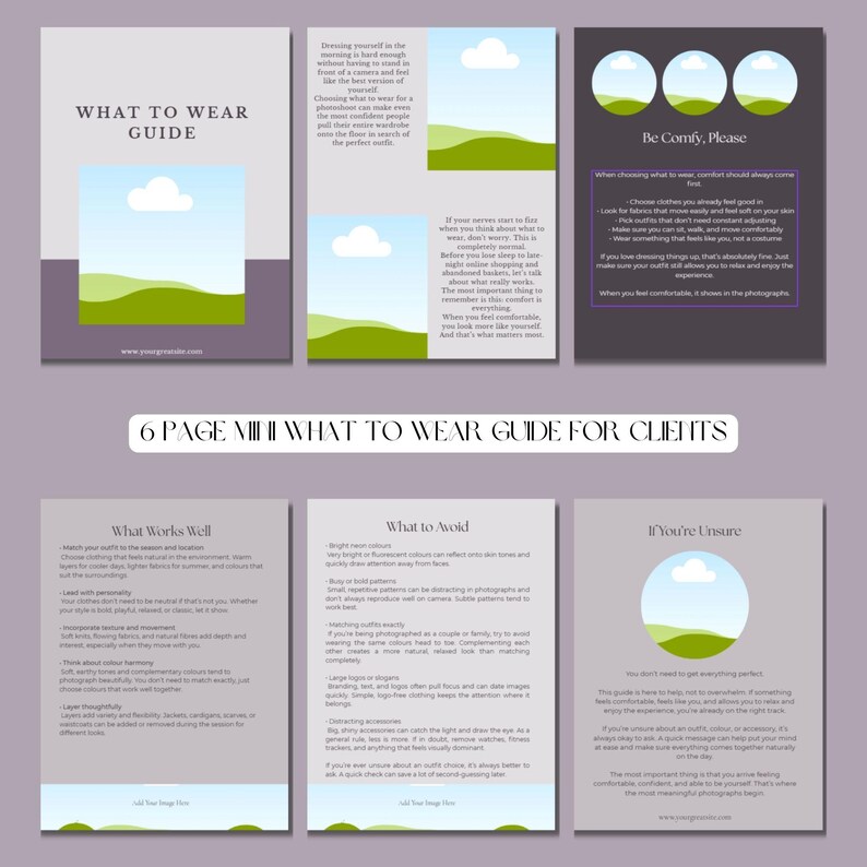 Photography What to Wear Guide Canva Template | Client Session Prep ...