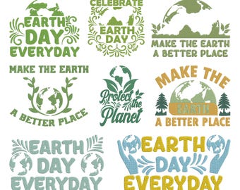 Earth Day Quote Embroidery Design, Save Earth Eco Quote Environmental Machine Embroidery File, 8 Design, 8 Size, Instant Download