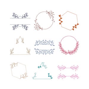 Floral Frame Botanical Embroidery Design Bundle, Wedding Flower Frame Machine Embroidery File, Instant Download, 7 Sizes