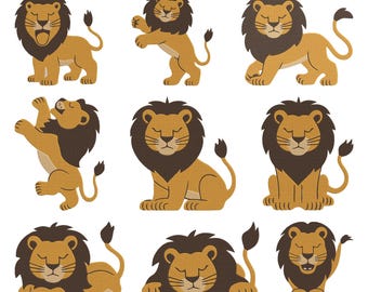Lion Embroidery Design, Lion Safari Animal Machine Embroidery File, 9 Design, 8 Size, Instant Download