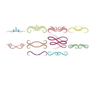 Decorative Flourishes Scroll Embroidery Design Bundle, Ornate Scroll Machine Embroidery File, Instant Download, 7 Size