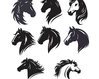 Horse Head Animal Embroidery Design, Horse Head Machine Embroidery File, 8 Design, 9 Size, Instant Download