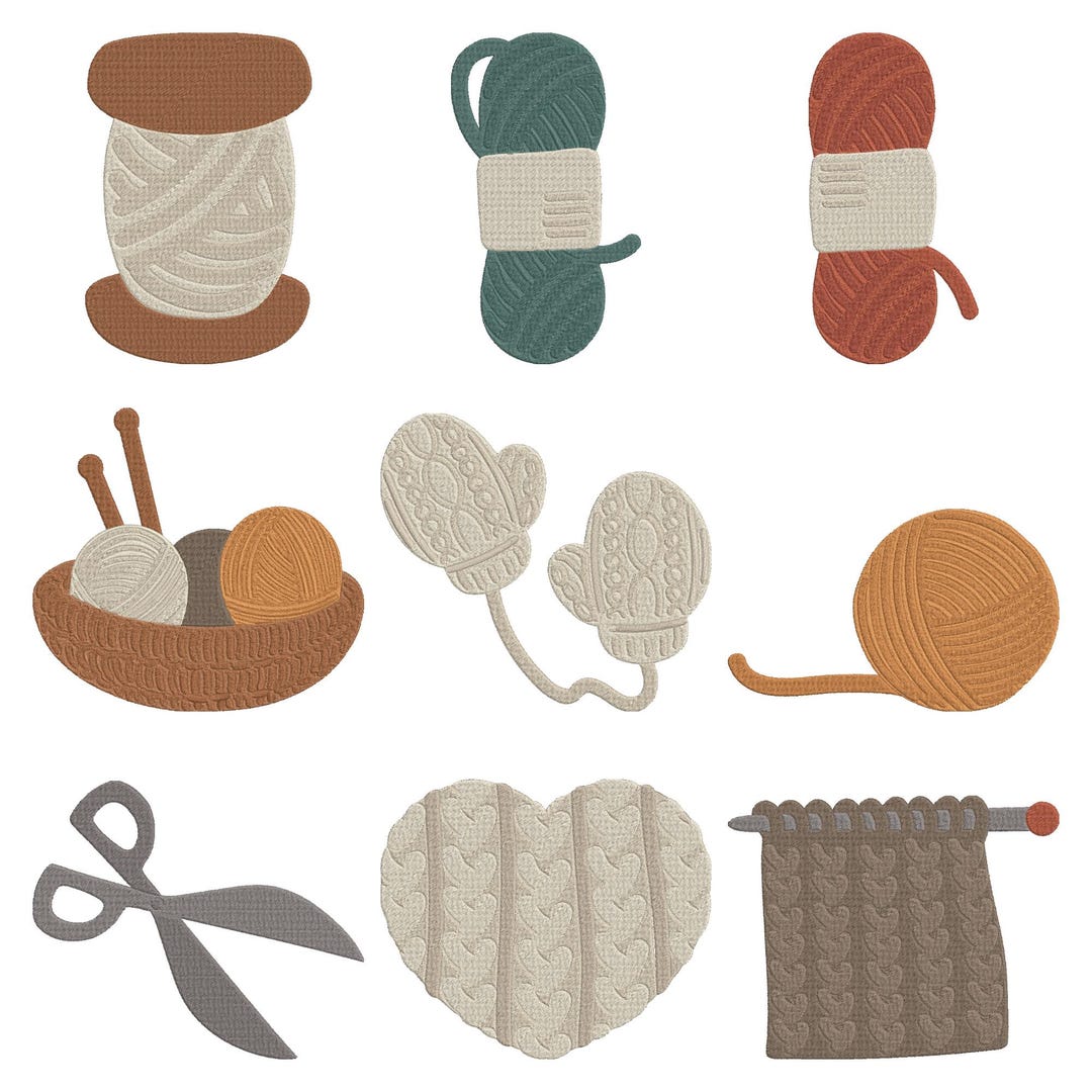Knitting Crochet Yarn Embroidery Design, Cozy Handmade Machine ...
