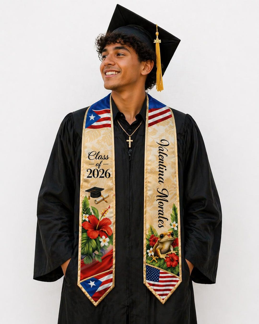 Puerto Rican Graduation Custom Puerto Ricans Flag Graduation Sash, Personalized Boricua ...