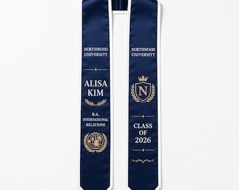 Estola de formatura personalizada com logotipo e texto, faixa de formatura personalizada com nome, estola para a turma de enfermagem de 2026, presente de formatura.