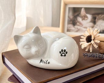 Urna funeraria a forma di gatto addormentato, urna funeraria personalizzata a forma di gatto sdraiato per le ceneri, urna funeraria personalizzata per cani, urna funeraria per la perdita di un animale domestico, urna commemorativa per animali domestici, urna funeraria per ceneri di animali domestici